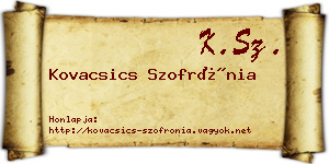 Kovacsics Szofrónia névjegykártya